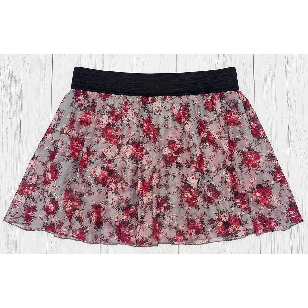 DEB Floral Mini Skirt Women's XL Y2K Coquette Cottagecore Pull On Skater Skirt